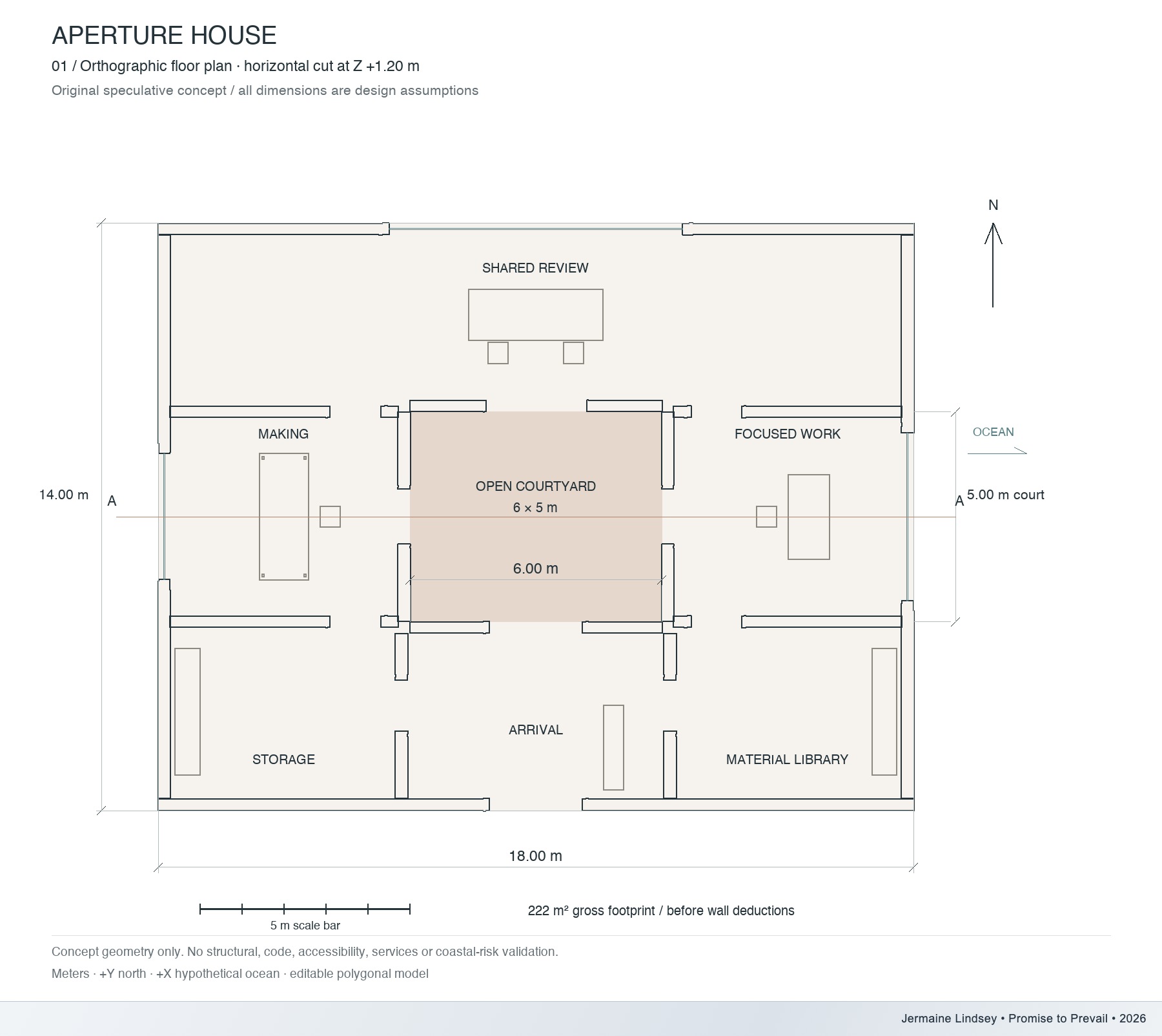 Aperture House dimensioned floor plan derived from real horizontal mesh intersections