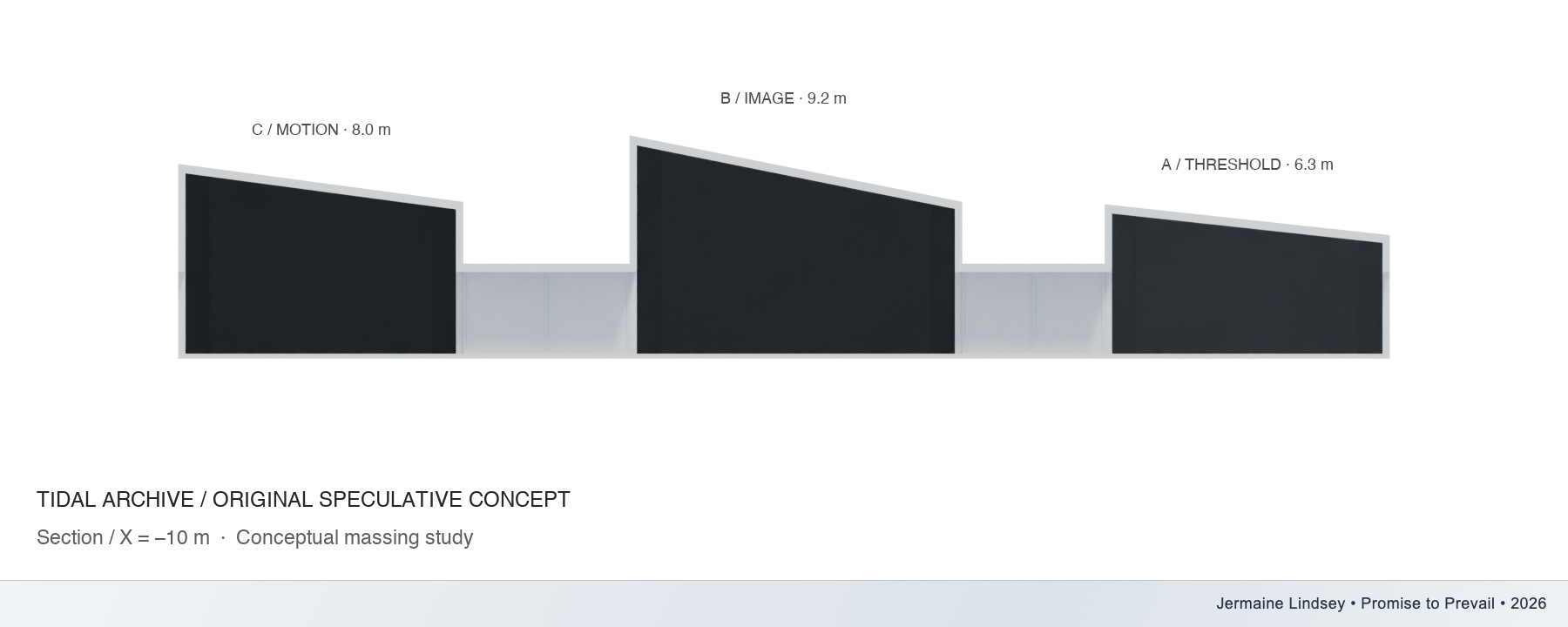Actual north-south sectional geometry study of Tidal Archive