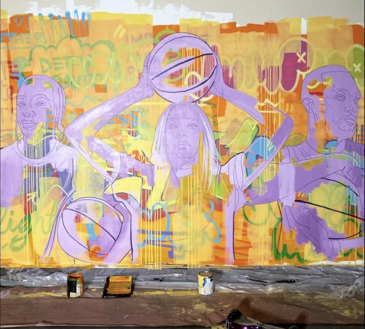 Painted panels during development.