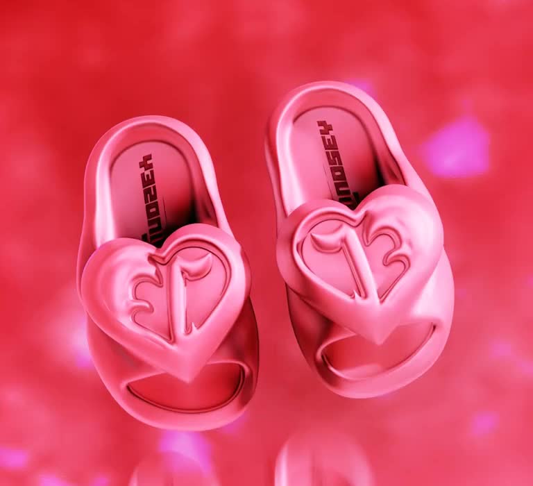 Original pink Prevail slippers with sculpted heart-and-13 uppers